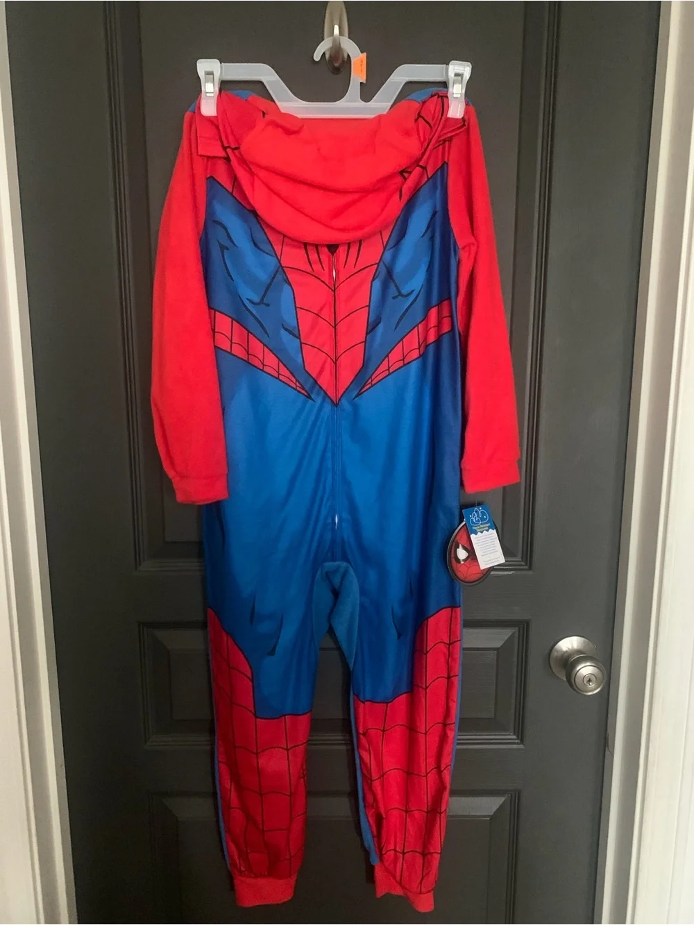 NWT Spider-Man Kids Red & Blue Onesie Hoodie Pajama Superhero Costume - Picture 3 of 3